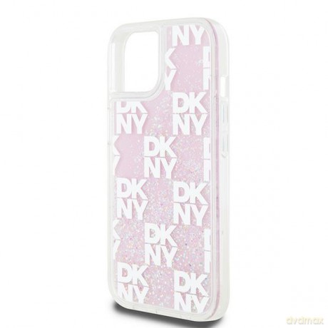 DKNY nakładka do iPhone 15 6,1" DKHCP15SLCPEPP biała HC liquid glitters w checkered pattern