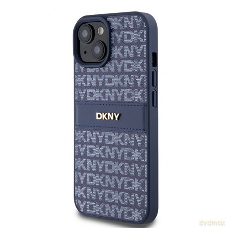 DKNY nakładka do iPhone 15 6,1" DKHCP15SPRTHSLB niebieska HC PU repeat texture pattern w tonal stripe