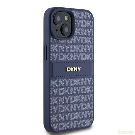 DKNY nakładka do iPhone 15 6,1" DKHCP15SPRTHSLB niebieska HC PU repeat texture pattern w tonal stripe
