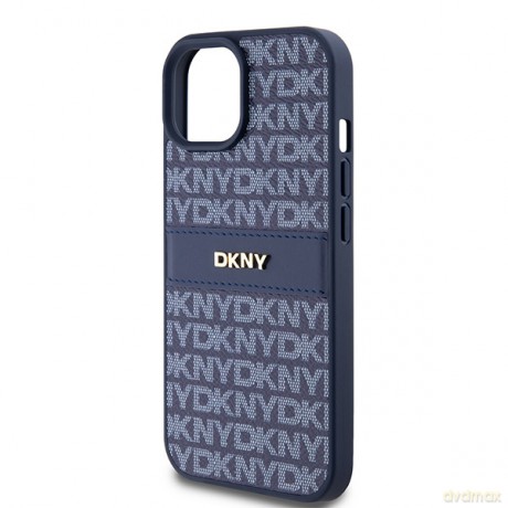 DKNY nakładka do iPhone 15 6,1" DKHCP15SPRTHSLB niebieska HC PU repeat texture pattern w tonal stripe