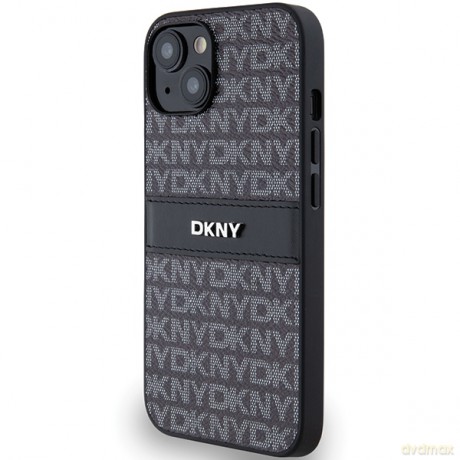 DKNY nakładka do iPhone 15 6,1" DKHCP15SPRTHSLK czarna HC PU repeat texture pattern w tonal stripe