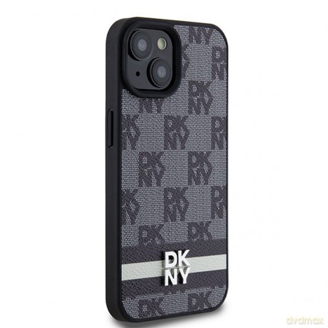 DKNY nakładka do iPhone 15 Plus 6,7" DKHCP15MPCPTSSK czarna HC PU checkered pattern w printed stripes