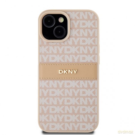 DKNY nakładka do iPhone 15 Plus 6,7" DKHCP15MPRTHSLP różowa HC PU repeat texture pattern w tonal stripe