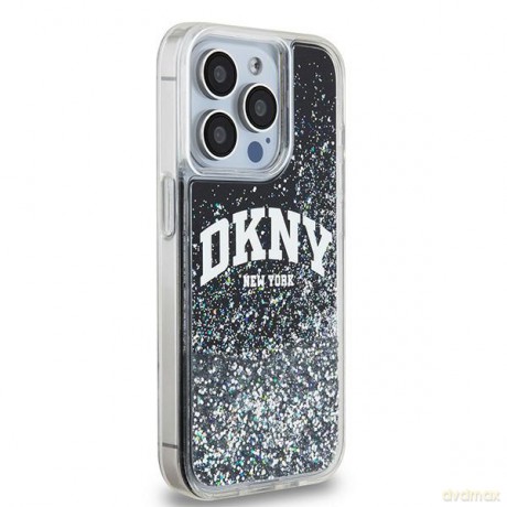 DKNY nakładka do iPhone 15 Pro 6,1" DKHCP15LLBNAEK czarna HC liquid glitters w arch logo