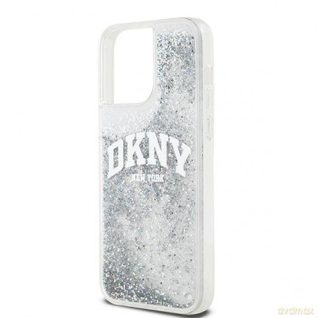 DKNY nakładka do iPhone 15 Pro 6,1" DKHCP15LLBNAET biała HC liquid glitters w arch logo