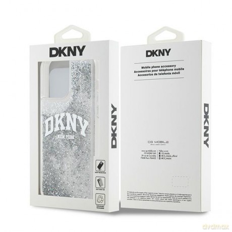 DKNY nakładka do iPhone 15 Pro 6,1" DKHCP15LLBNAET biała HC liquid glitters w arch logo