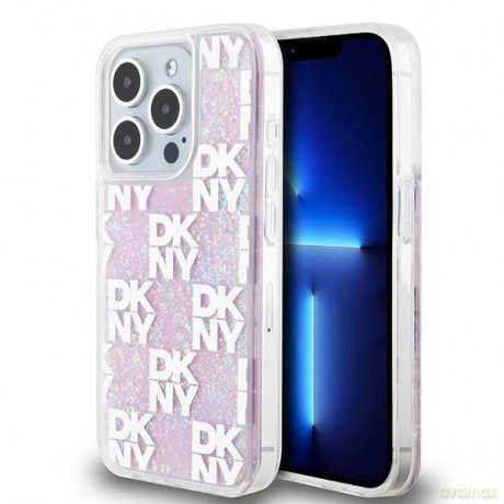 DKNY nakładka do iPhone 15 Pro 6,1" DKHCP15LLCPEPP biała HC liquid glitters w checkered pattern