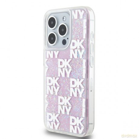 DKNY nakładka do iPhone 15 Pro 6,1" DKHCP15LLCPEPP biała HC liquid glitters w checkered pattern