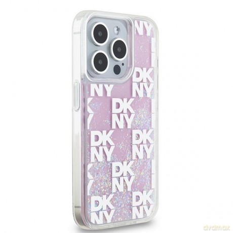 DKNY nakładka do iPhone 15 Pro 6,1" DKHCP15LLCPEPP biała HC liquid glitters w checkered pattern