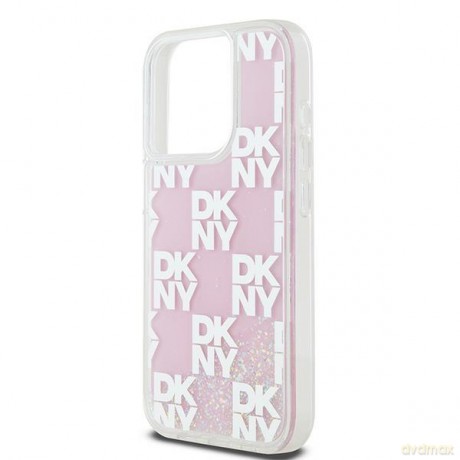 DKNY nakładka do iPhone 15 Pro 6,1" DKHCP15LLCPEPP biała HC liquid glitters w checkered pattern