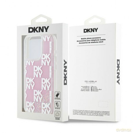 DKNY nakładka do iPhone 15 Pro 6,1" DKHCP15LLCPEPP biała HC liquid glitters w checkered pattern