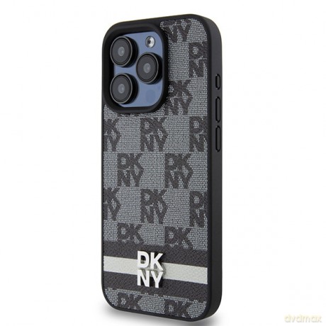 DKNY nakładka do iPhone 15 Pro 6,1" DKHCP15LPCPTSSK czarna HC PU checkered pattern w printed stripes