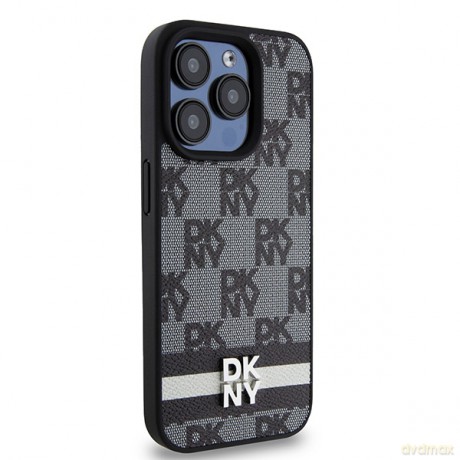 DKNY nakładka do iPhone 15 Pro 6,1" DKHCP15LPCPTSSK czarna HC PU checkered pattern w printed stripes