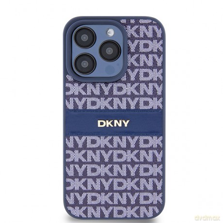 DKNY nakładka do iPhone 15 Pro 6,1" DKHCP15LPRTHSLB niebieska HC PU repeat texture pattern w tonal stripe
