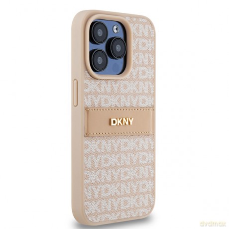 DKNY nakładka do iPhone 15 Pro 6,1" DKHCP15LPRTHSLP różowa HC PU repeat texture pattern w tonal stripe