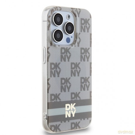 DKNY nakładka do iPhone 15 Pro 6,1" DKHMP15LHCPTSE beżowa HC Magsafe pc tpu checkered pattern w printed stripes