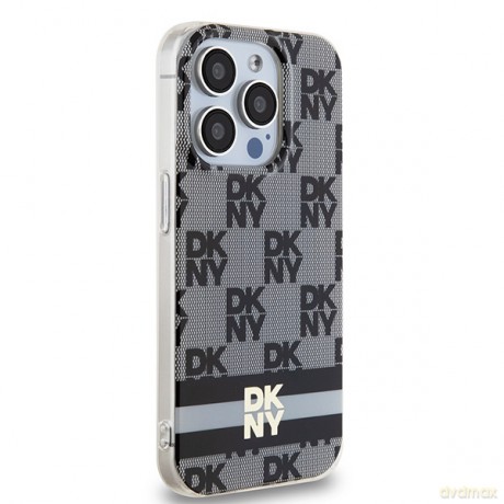 DKNY nakładka do iPhone 15 Pro 6,1" DKHMP15LHCPTSK czarna HC Magsafe pc tpu checkered pattern w printed stripes