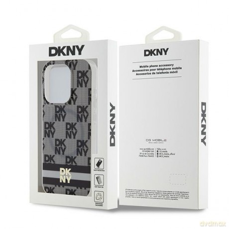 DKNY nakładka do iPhone 15 Pro 6,1" DKHMP15LHCPTSK czarna HC Magsafe pc tpu checkered pattern w printed stripes