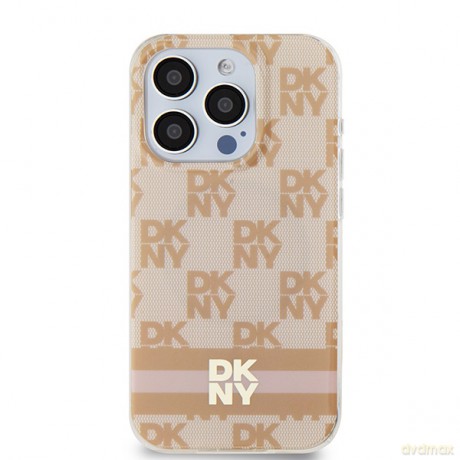 DKNY nakładka do iPhone 15 Pro 6,1" DKHMP15LHCPTSP różowa HC Magsafe pc tpu checkered pattern w printed stripes
