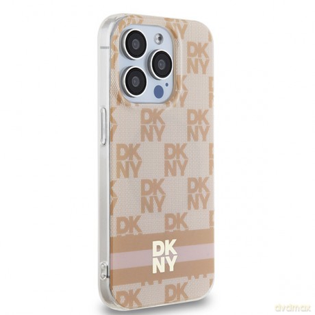DKNY nakładka do iPhone 15 Pro 6,1" DKHMP15LHCPTSP różowa HC Magsafe pc tpu checkered pattern w printed stripes