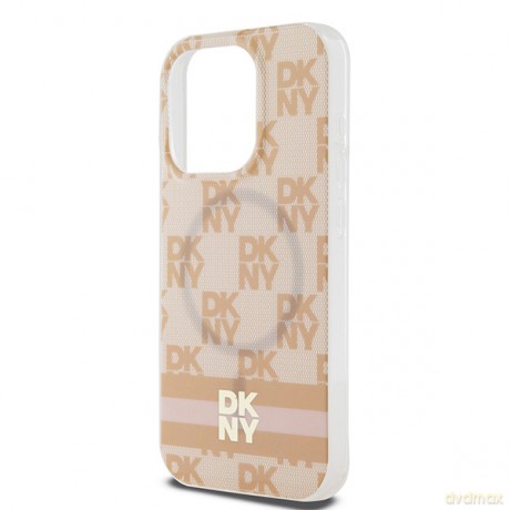 DKNY nakładka do iPhone 15 Pro 6,1" DKHMP15LHCPTSP różowa HC Magsafe pc tpu checkered pattern w printed stripes