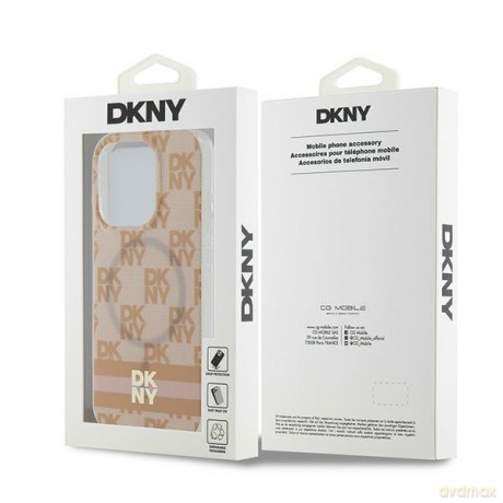 DKNY nakładka do iPhone 15 Pro 6,1" DKHMP15LHCPTSP różowa HC Magsafe pc tpu checkered pattern w printed stripes