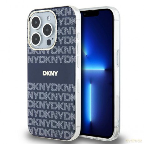 DKNY nakładka do iPhone 15 Pro 6,1" DKHMP15LHRHSEB niebieska HC Magsafe pc tpu repeat texture pattern w stripe
