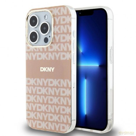 DKNY nakładka do iPhone 15 Pro 6,1" DKHMP15LHRHSEP różowa HC Magsafe pc tpu repeat texture pattern w stripe