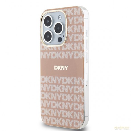 DKNY nakładka do iPhone 15 Pro 6,1" DKHMP15LHRHSEP różowa HC Magsafe pc tpu repeat texture pattern w stripe