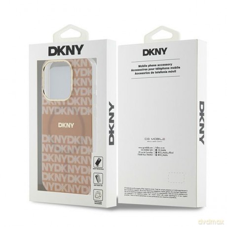 DKNY nakładka do iPhone 15 Pro 6,1" DKHMP15LHRHSEP różowa HC Magsafe pc tpu repeat texture pattern w stripe