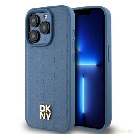 DKNY nakładka do iPhone 15 Pro 6,1" DKHMP15LPSHRPSB niebieska HC Magsafe pu repeat pattern w stack logo