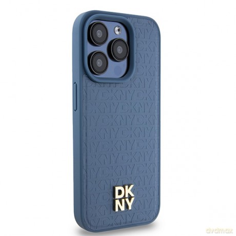 DKNY nakładka do iPhone 15 Pro 6,1" DKHMP15LPSHRPSB niebieska HC Magsafe pu repeat pattern w stack logo