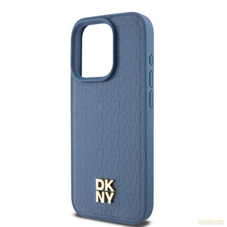 DKNY nakładka do iPhone 15 Pro 6,1" DKHMP15LPSHRPSB niebieska HC Magsafe pu repeat pattern w stack logo