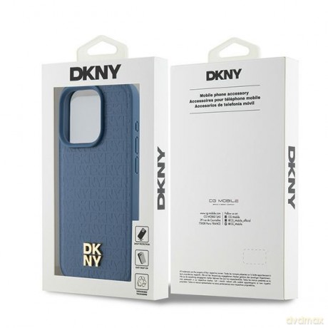 DKNY nakładka do iPhone 15 Pro 6,1" DKHMP15LPSHRPSB niebieska HC Magsafe pu repeat pattern w stack logo
