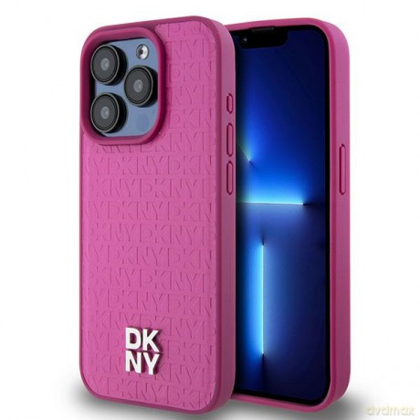 DKNY nakładka do iPhone 15 Pro 6,1" DKHMP15LPSHRPSP różowa HC Magsafe pu repeat pattern w stack logo
