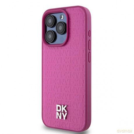 DKNY nakładka do iPhone 15 Pro 6,1" DKHMP15LPSHRPSP różowa HC Magsafe pu repeat pattern w stack logo
