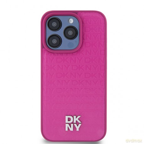 DKNY nakładka do iPhone 15 Pro 6,1" DKHMP15LPSHRPSP różowa HC Magsafe pu repeat pattern w stack logo