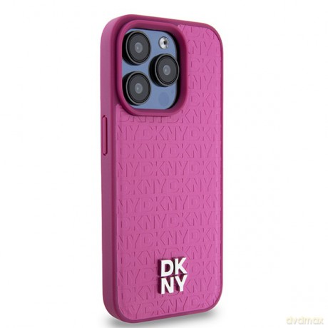 DKNY nakładka do iPhone 15 Pro 6,1" DKHMP15LPSHRPSP różowa HC Magsafe pu repeat pattern w stack logo