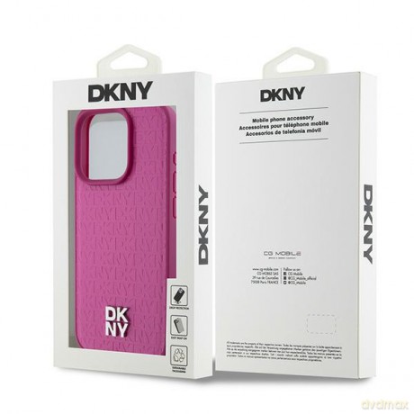 DKNY nakładka do iPhone 15 Pro 6,1" DKHMP15LPSHRPSP różowa HC Magsafe pu repeat pattern w stack logo