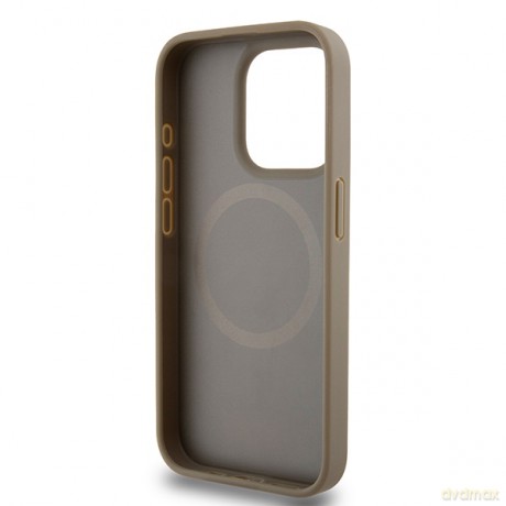 DKNY nakładka do iPhone 15 Pro 6,1" DKHMP15LPSOSPW brązowa HC Magsafe pu repeat pattern w bottom stripe