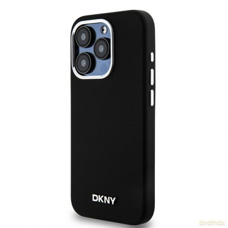 DKNY nakładka do iPhone 15 Pro 6,1" DKHMP15LSMCHLK czarna HC Magsafe silicone w horizontal metal logo