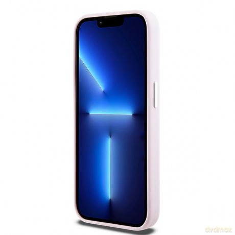 DKNY nakładka do iPhone 15 Pro 6,1" DKHMP15LSMCHLP różowa HC Magsafe silicone w horizontal metal logo