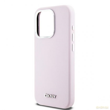 DKNY nakładka do iPhone 15 Pro 6,1" DKHMP15LSMCHLP różowa HC Magsafe silicone w horizontal metal logo