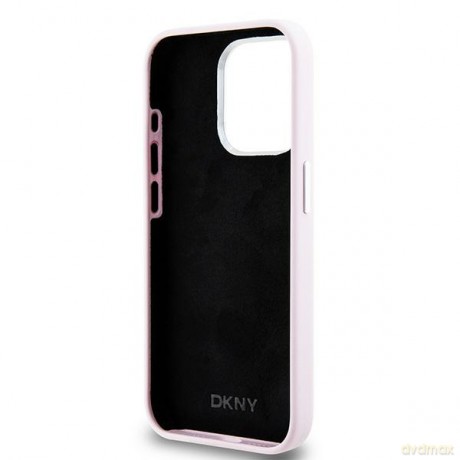 DKNY nakładka do iPhone 15 Pro 6,1" DKHMP15LSMCHLP różowa HC Magsafe silicone w horizontal metal logo
