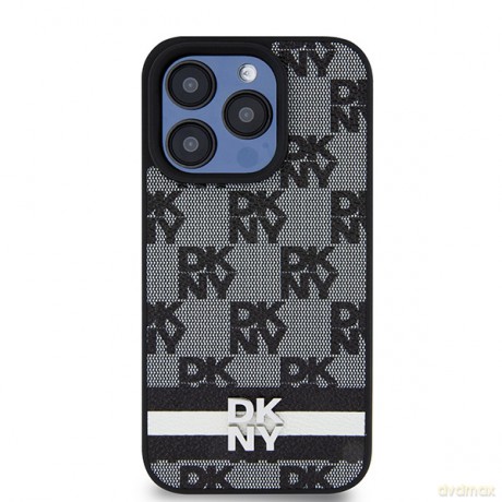DKNY nakładka do iPhone 15 Pro Max 6,7" DKHCP15XPCPTSSK czarna HC PU checkered pattern w printed stripes