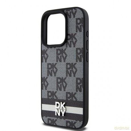 DKNY nakładka do iPhone 15 Pro Max 6,7" DKHCP15XPCPTSSK czarna HC PU checkered pattern w printed stripes
