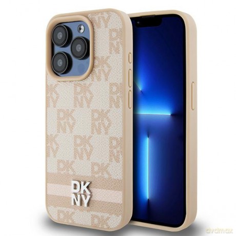 DKNY nakładka do iPhone 15 Pro Max 6,7" DKHCP15XPCPTSSP różowa HC PU checkered pattern w printed stripes