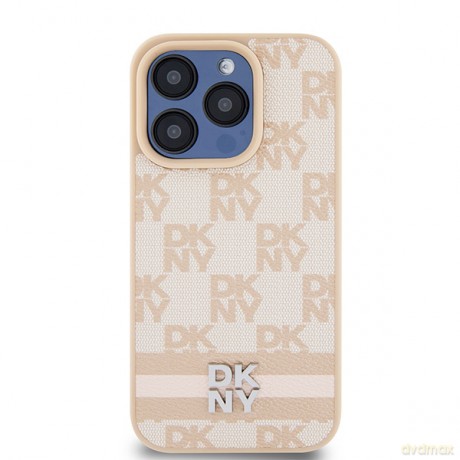 DKNY nakładka do iPhone 15 Pro Max 6,7" DKHCP15XPCPTSSP różowa HC PU checkered pattern w printed stripes