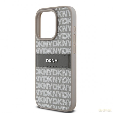 DKNY nakładka do iPhone 15 Pro Max 6,7" DKHCP15XPRTHSLE różowa HC PU repeat texture pattern w tonal stripe