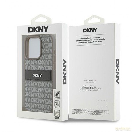 DKNY nakładka do iPhone 15 Pro Max 6,7" DKHCP15XPRTHSLE różowa HC PU repeat texture pattern w tonal stripe